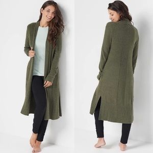 BAREFOOT DREAMS Cozychic Lite Cardigan Sweater Duster in Moss Green XL